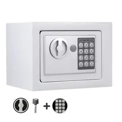 GENERAL - Caja Fuerte De Seguridad 23x18cm Código Digital Con Llave Blanca
