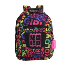 YOLO - Morral Escolar para Mujer Color Negro Multicolor