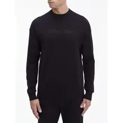 CALVIN KLEIN - Saco negro tejido con logo frontal en relieve
