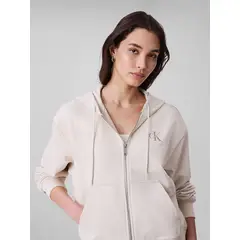 CALVIN KLEIN - Buzo beige con capota y cierre de cremallera