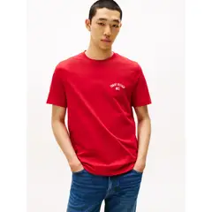 TOMMY HILFIGER - Camiseta roja con logo gráfico