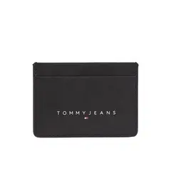 TOMMY HILFIGER - Tarjetero negro con logo lineal