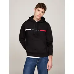 TOMMY HILFIGER - Buzo negro con capota, cordón y logo