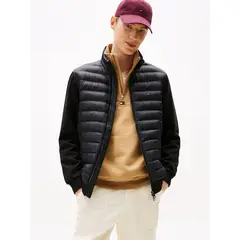 TOMMY HILFIGER - Chaqueta negra de punto acolchada con cremallera