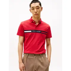 TOMMY HILFIGER - Polo rojo de corte regular con logo en el pecho