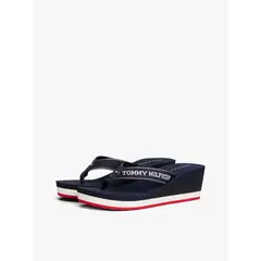 TOMMY HILFIGER - Sandalias azul de cuña con logo esmaltado