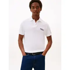 TOMMY HILFIGER - Polo blanco de corte regular con logo gráfico