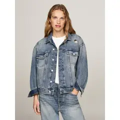 TOMMY HILFIGER - Chaqueta azul denim oversize desgastada
