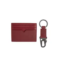 TOMMY HILFIGER - Set rojo de tarjetero y llavero