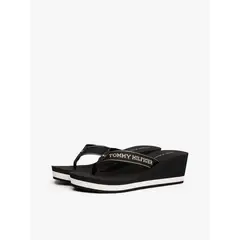 TOMMY HILFIGER - Sandalias negro de cuña con logo esmaltado