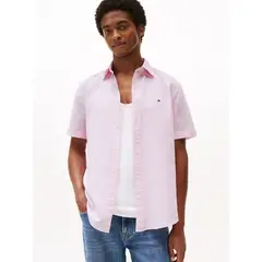 TOMMY HILFIGER - Camisa rosa de manga corta de lino