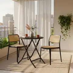 GENERICO - Set Bistro Jardín Fiore Plegable 2 Puestos Mesa Redonda 60 cm Balcón Exterior - Entre Nos Home