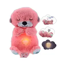 GENERICO - Peluche Nutria Respira y calma ansiedad con luz y sonido rosada