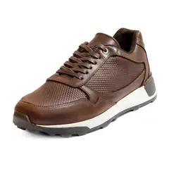 VILLABONR - Tenis Cuero Hombre Cafe VBT-3021