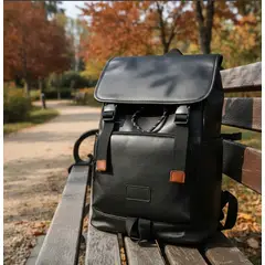 BOLSOS Y ACCESORIOS MB - BOLSO VINTAGE CUERO PARA TRABAJO O ESTUDIO NEGRO ELEGANTE