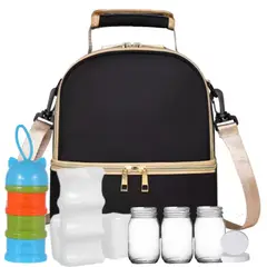 GENERICO - Kit Lactancia Materna Cadena Frio Nevera+ 2 Bloque+ 3 Frasco + Porta Snacks
