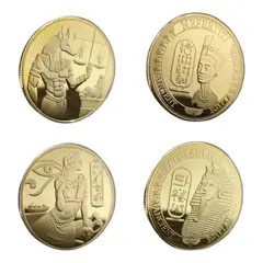 SIN ETIQUETAS - Medalla Moneda Conmemorativa Faraon Egipcio Bronce Baño Oro