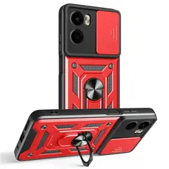 GENERICO - Funda Case Cover Protector Cámara Slider Compatible Motorola G06 Rojo