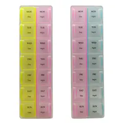 GENERICO - Pastillero Semanal De 14 Compartimientos En Espanol Multicolor