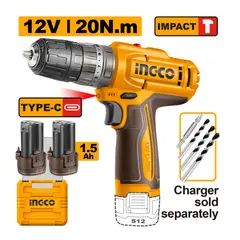 INGCO - TALADRO M3/8 12V 20NM IMPACTO INCLUYE 2 BATERIAS CIDLI12206
