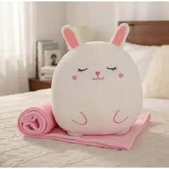 BEBESITOS - COBIJA CON ALMOHADA PARA NIÑA REGALO NAVIDAD CONEJITA