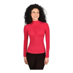 RITCHI - Blusa Control Manga Larga Cuello Alto Corte Recogido en Busto