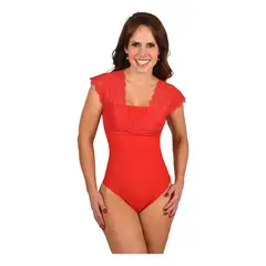 RITCHI - Body Faja Control para Mujer Manga Sisa con Encaje en Escote y Espalda