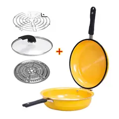 SCHAFFHAUSEN - Sartén Doble Antiadherente SwissHome 29 cm Sartén Dobletta Multifuncional 2 en 1 para Voltear