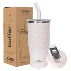 BUFFER FLASK - Mug Vaso Termo Agua Cafe 700 Acero Inox + Tapas - Rosa claro