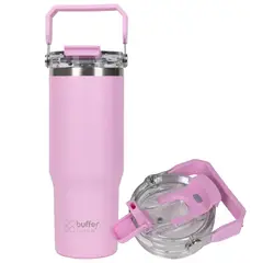 BUFFER FLASK - Termo Botella Termica Con Mango 800 Ml Buffer Acero Inoxidable - Rosa