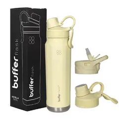 BUFFER FLASK - Termo Botella Agua Acero Inox Buffer+Tapas - Amarillo