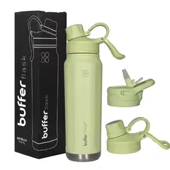 BUFFER FLASK - Termo Botella Agua Acero Inox Buffer+Tapas - Verde