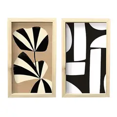 GENERICO - Cuadros Figuras Abstractas Blanco y Negro Set x 2 de 24 x 39 cm