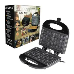 SOKANY - Waflera Eléctrica 2 Waffles Cuadrados Antiadherente Negro