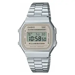 CASIO - Reloj Vintage A-168WA-8A Crema Plateado Unisex