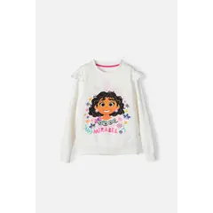 DISNEY - Buzo de Encanto con cuello redondo blanco para niña