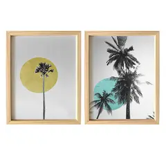 GENERICO - Cuadros Palmas Blanco y Negro set x 2 de 26 x 33 cm
