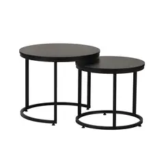 RELAN - Set de Mesas de Centro Core de Metal y Madera Negras