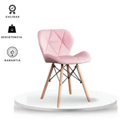 ZER - Silla Eames Gongga Comedor Acolchada Con Patas De Madera Rosada