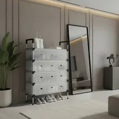 GENERICO - Zapatero Metálico de 6 Niveles con Tapa – Organizador de Calzado Compacto y Duradero