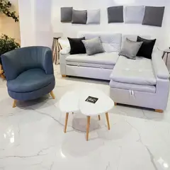 PLUMA HOME - NUEVO LANZAMIENTO ** Sala Multi Funcional Chaise Longue + poltrona + mesas gota - POLAR