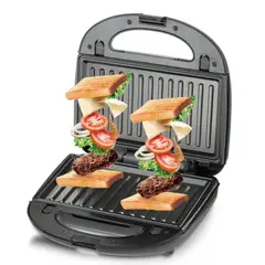 GENERICO - Parrilla Grill Sandwichera Tostadora Placa antiadherente de 750W