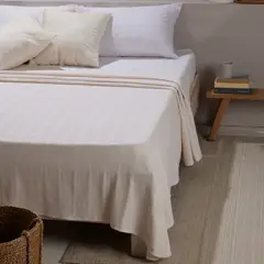 FATELARES - Colcha Sobrecama Piqué Sencilla 145x230 cm Crema