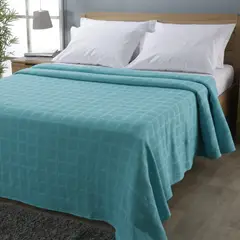 FATELARES - Colcha Sobrecama Piqué Doble 220x230 cm Azul Agua