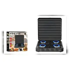 SOKANY - Estufa De Piso 4 Quemadores Gas Portátil Negro