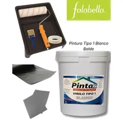 GENERICO - Pintura Blanca Tipo 1 Balde - Combo Todo en 1 (2.5 galones) + 6 accesorios