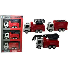 GENERICO - Juguete Set de Carros Manuales Rojo de Bomberos X3und Niños