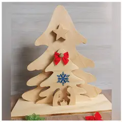 GENERICO - Árbol Decorativo Navideño en Triplex con Pesebre