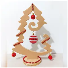 GENERICO - Árbol Decorativo Navideño en Tríplex con Esferas Rojas