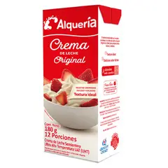 ALQUERIA - Crema de Leche Original 180 g Tetrapack